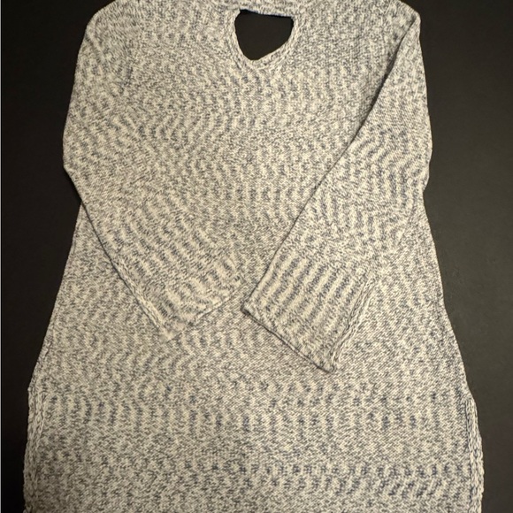Style & Co. Heathered Blue & White Knit Sweater with Keyhole Back - Picture 2 of 4